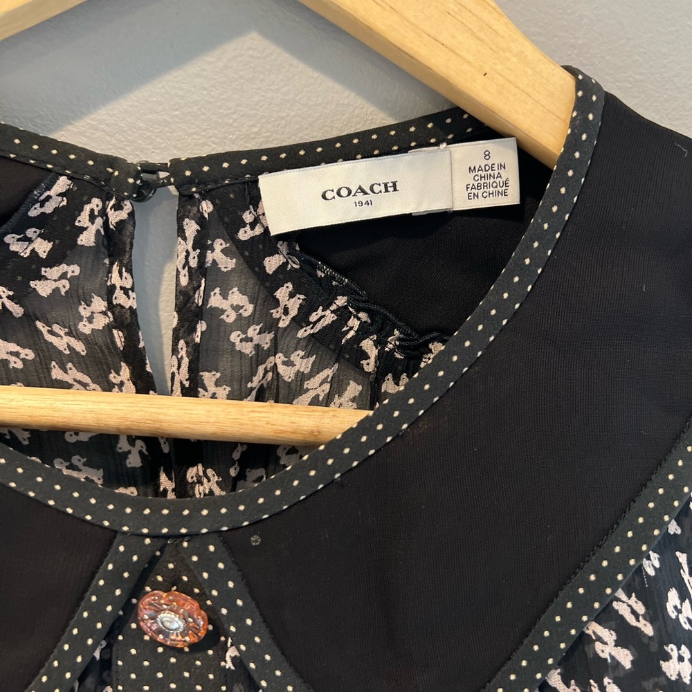 Coach Black and White Patterned Sheer Blouse - Picture 3 of 3